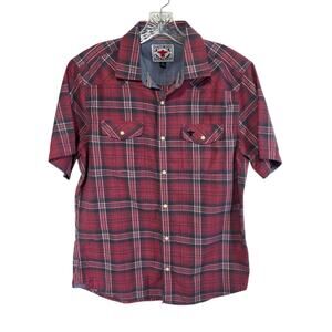 Desert Son Flag & Anthem Mens Pearl Snap Short Sleeve Plaid Western Shirt Medium